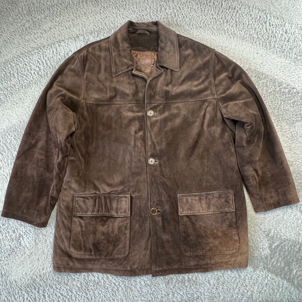 Coach Suede Leather Field Jacket Mens XL Brown Western Luxury Heritage Trucker